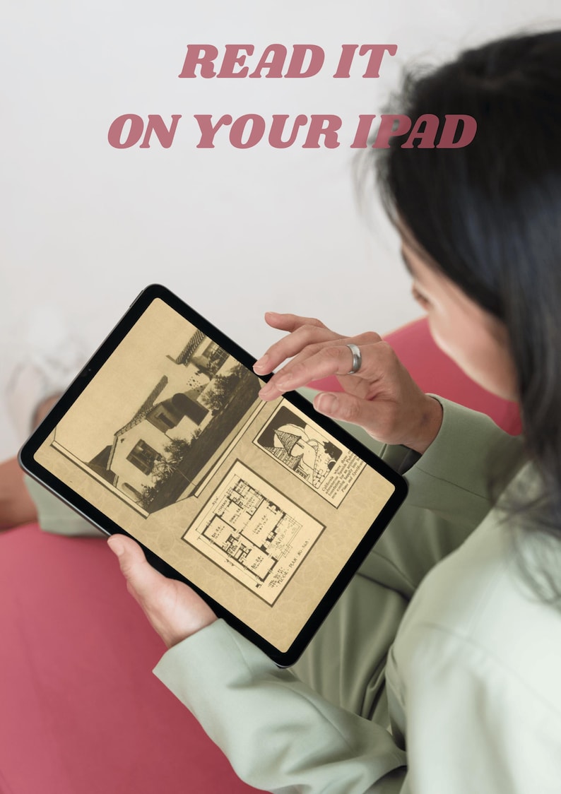 May include: A black tablet displaying architectural drawings and the text "READ IT ON YOUR IPAD" in pink. The tablet is held by a person wearing a green shirt.