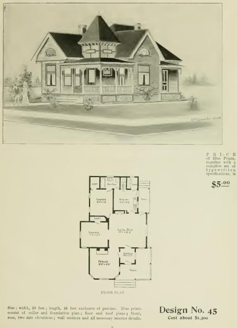 100 AMERICAN HOUSE PLANS - Blue Prints Floor Plans Elevations Roof ...