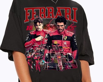 Camicie Charles Leclerc in stile grafico vintage anni '90, felpa retrò classica Scuderia Ferrari F1, t-shirt giovanile Carlos Sainz per uomo e donna