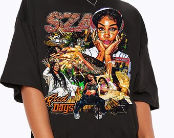 Camisetas SZA de estilo gráfico vintage de los años 90, sudadera retro clásica SZA Good Days, camiseta juvenil SZA Rap Hip Hop para hombre y mujer Camisa unisex