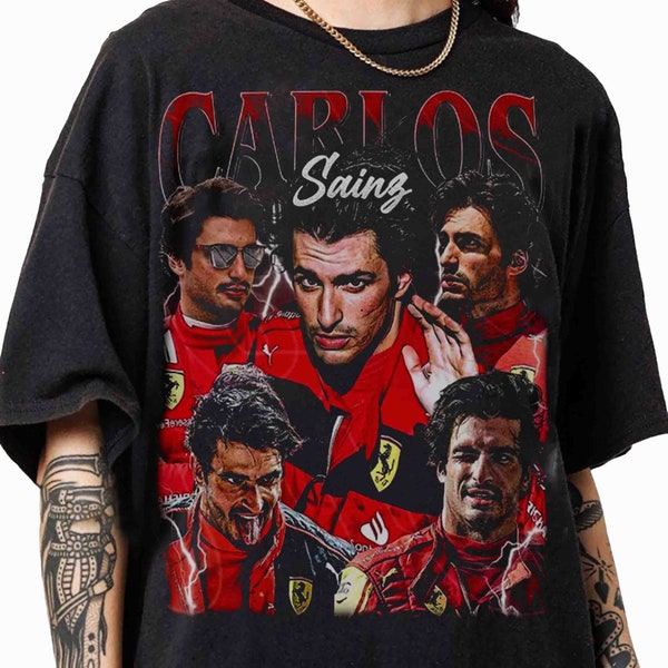 Vintage 90s Graphic Style Carlos Sainz Shirts, Scuderia Ferrari F1 Classic Retro Sweatshirt, Carlos Sainz Youth Shirt Gift For Man And Women