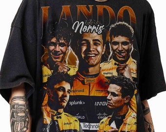 Vintage 90er Jahre Grafik-Stil Lando Norris T-Shirts, McLaren F1 Klassisches Retro Sweatshirt, Lando Norris Jugend T-Shirt Für Männer und Frauen