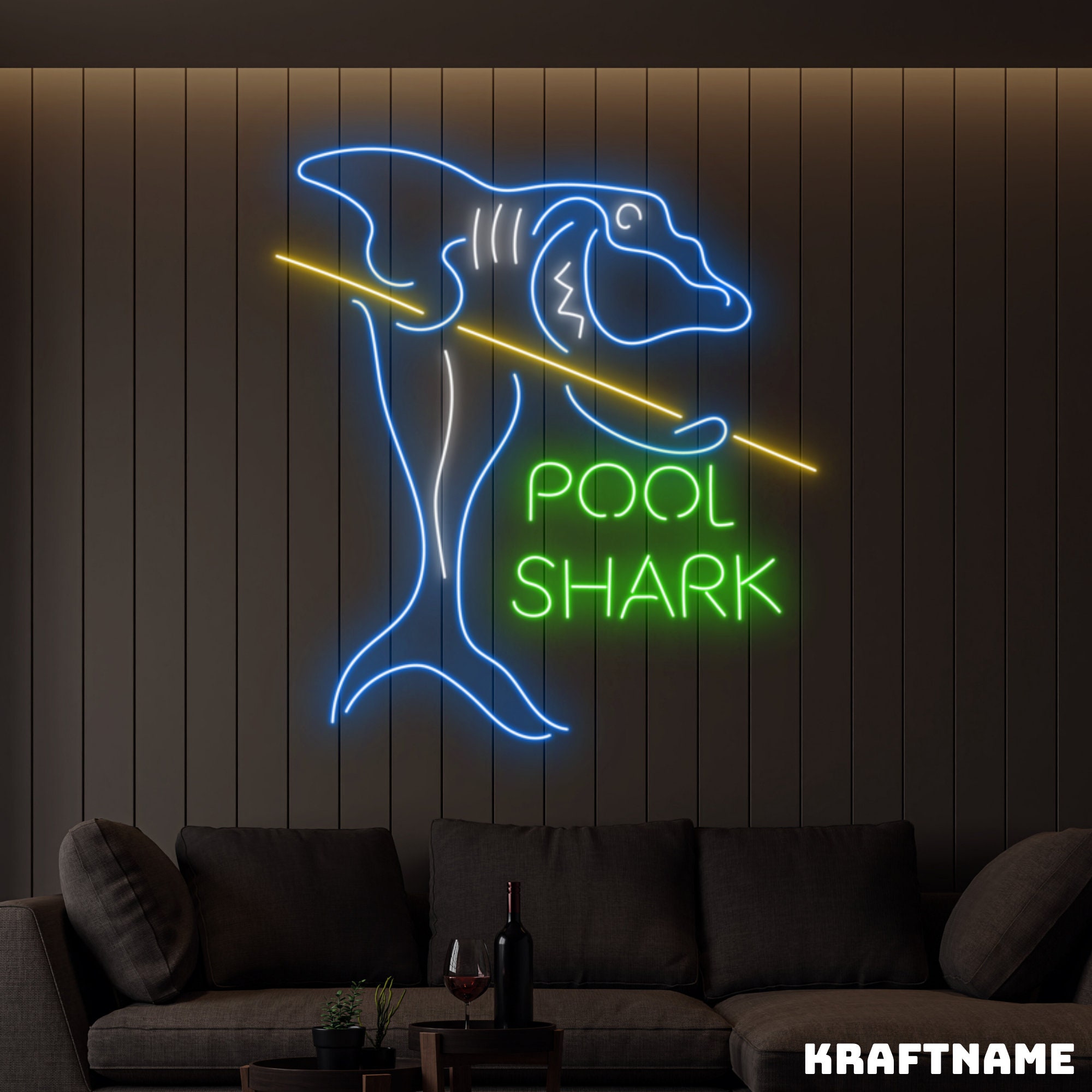Pool Shark Neon Sign Pool Shark LED Signs Shark Billiard Etsy