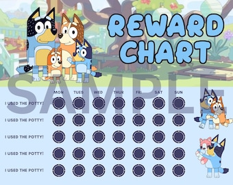 Bluey Potty Reward Sticker Chart / Bluey Potty Chart / Toilet Training Chart / Toddler Sticker Chart / Reward Chart