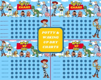 Toy Story Potty and Wake Up Dry Sticker Chart / Buzz Lightyear Potty Chart /  Bo Peep Toilet Training Chart