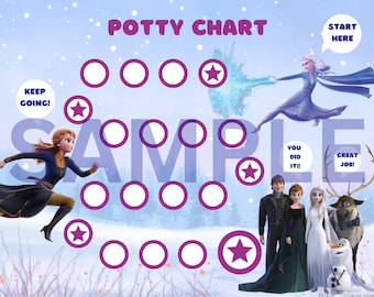 Two Charts Frozen 1 & 2 Reward Charts / Potty Training Sticker Chart / Elsa and Anna Toilet Training Charts / Frozen Routine Charts