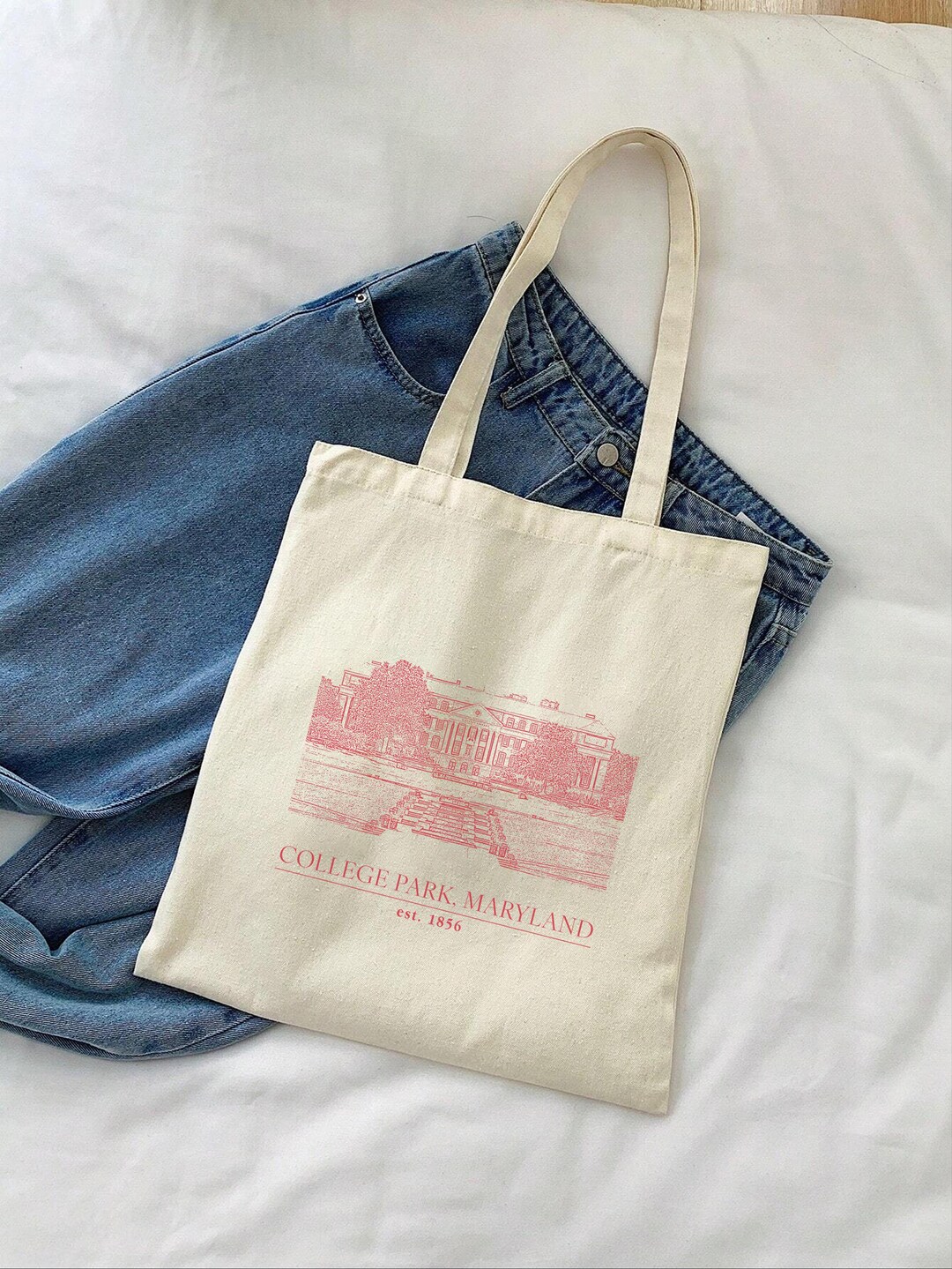 1856 Graduation College Park, Maryland Est. 1856 Campus Tote Bag, College Gift for Her ...