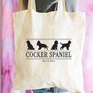 Cocker Spaniel Canvas Tote Bag | Best in Show Grafiskt Tryck | Hundpresent till föräldrar i flera färger