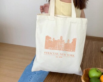 Syracuse, New York est. 1870 Campus Tote Bag, College Gift for Her, Dorm Essentials, Graduation Gift