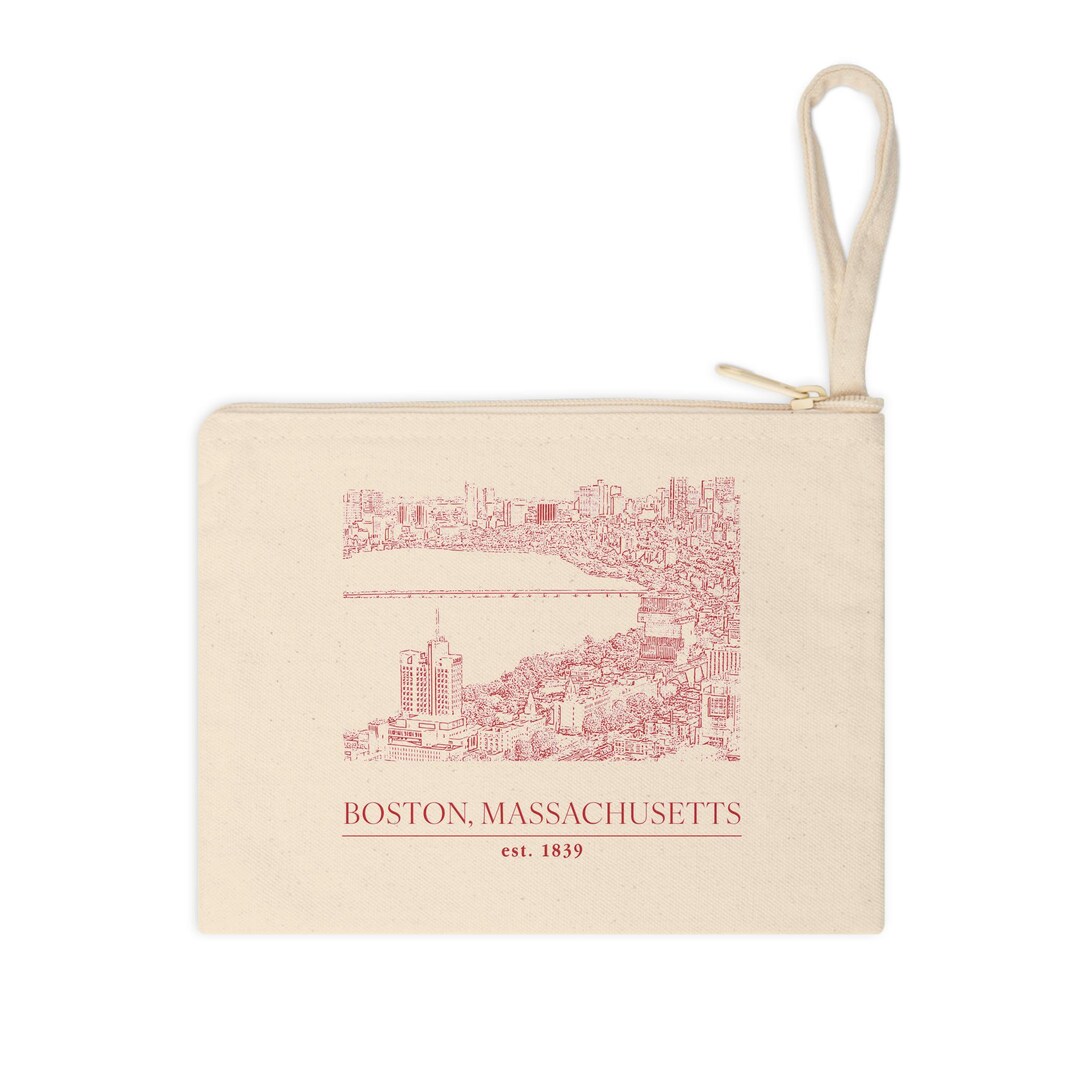 Boston Est. 1893 Collegiate Campus Canvas Zipper Pouch - Etsy