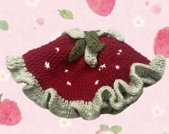 Cute Crochet Strawberry Ruffle Hat! Custom Design Crochet Strawberry Hat