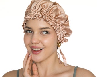 100% Mulberry Silk Double Layered bonnet With Self-Tie