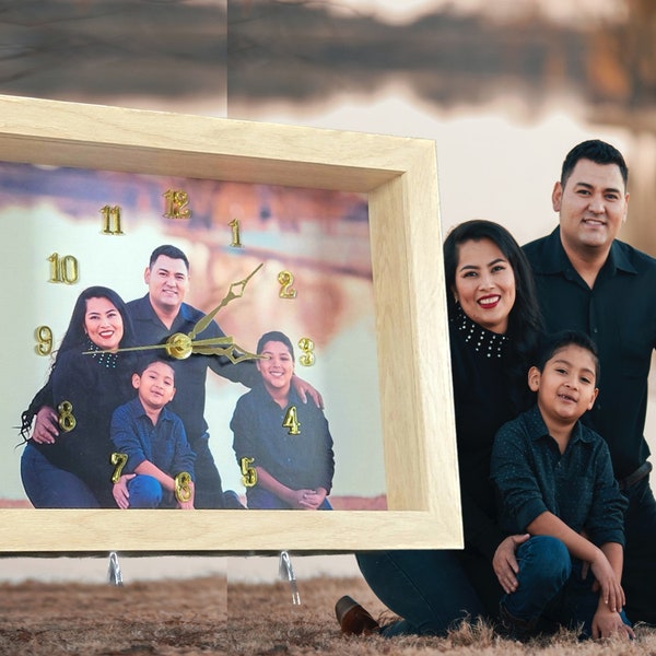 Family Personalized photo gift picture portrait clock customized timekeeper unique photo gift custom foster family