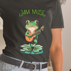 Frog Playing Guitar Jam Music T-Shirt, Frog Play Guitar, Funny Frog Music shirt