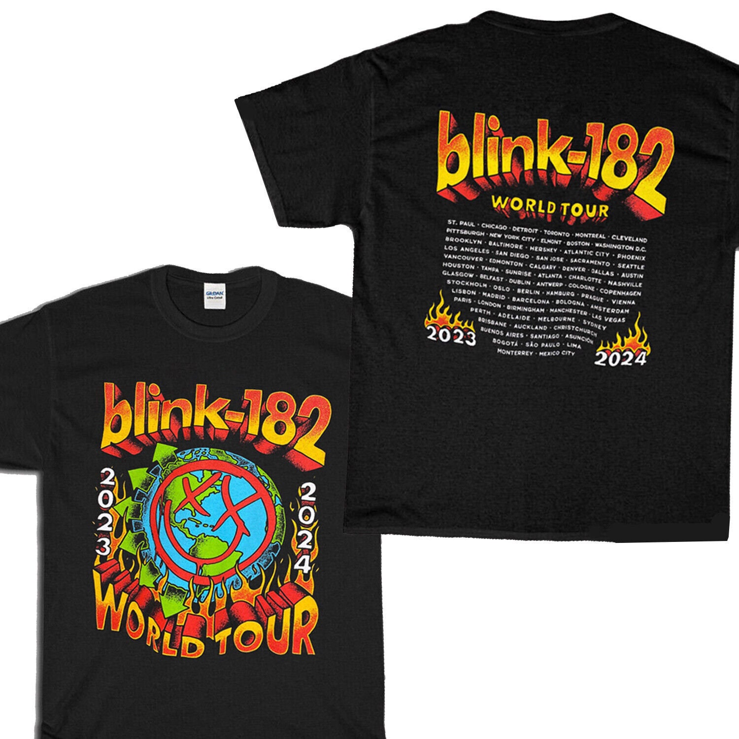 Vintage 2023 World Tour Dates Blink 182 T Shirt Womens, New Blink