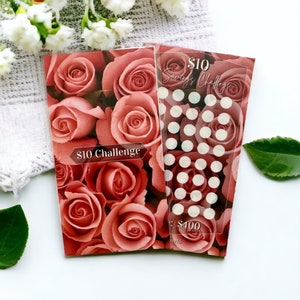 Laminated Savings Challenge  | Roses | A6 Budget Binder Cash Envelope Insert | Laminated Savings Tracker | 5 10 20 50 100 Dollar