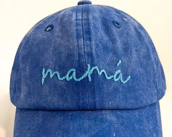 Mamá Hand-Stitched Spanish Language Hats, Custom Embroidered Caps for Cultural Representation and Empowerment for Adults