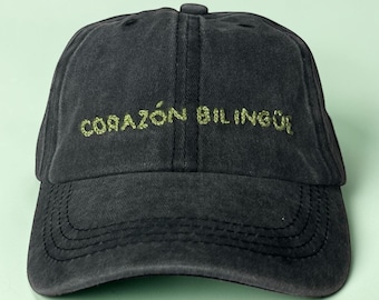 Kids 'Corazón Bilingüe' Hat, Hand-Stitched Spanish Language Cap