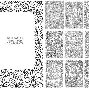 30 días de Gratitud Consciente | Spanish SEL Reflection & Coloring Pages