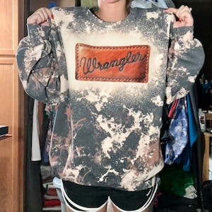 Western Cowhide Sweatshirt | Leather Patch Western Gift for Mom Shirt |  Rodeo Mom Sweatshirt | Gift for Wife Sweatshirt