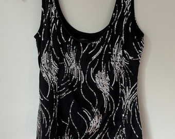 Vintage Y2K 2000s Millennial Alex Evenings Sequin Camisole Going Out Tank Top | Size Small