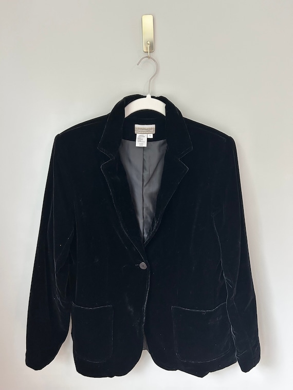 Vintage 90s Coldwater Creek Luxe Black Velvet Blaz