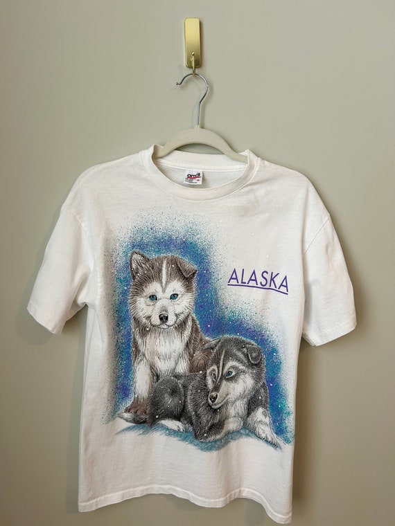 Vintage 90s Anvil Alaska Wolf Travel Outdoors Str… - image 1