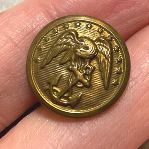 One Waterbury Marines Vintage Button. Military. 5/8 Inch. Metal Loop Shank.