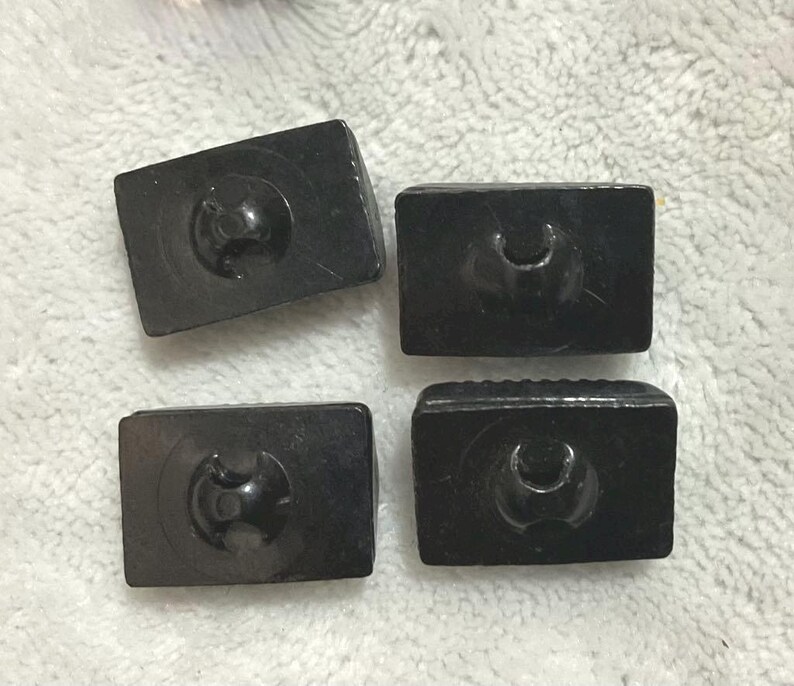 Four Rectangular Black Celluloid Vintage Buttons, Raised. Geometric ...