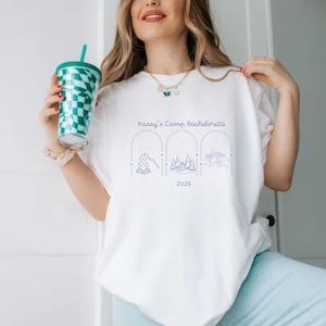 Custom Boho Camp Bachelorette Shirt, Cabin Bride Camping Tee, Lake Bachelorette Party Shirts, Hiking Bridal Party Gift, Girls Trip Camp Bach