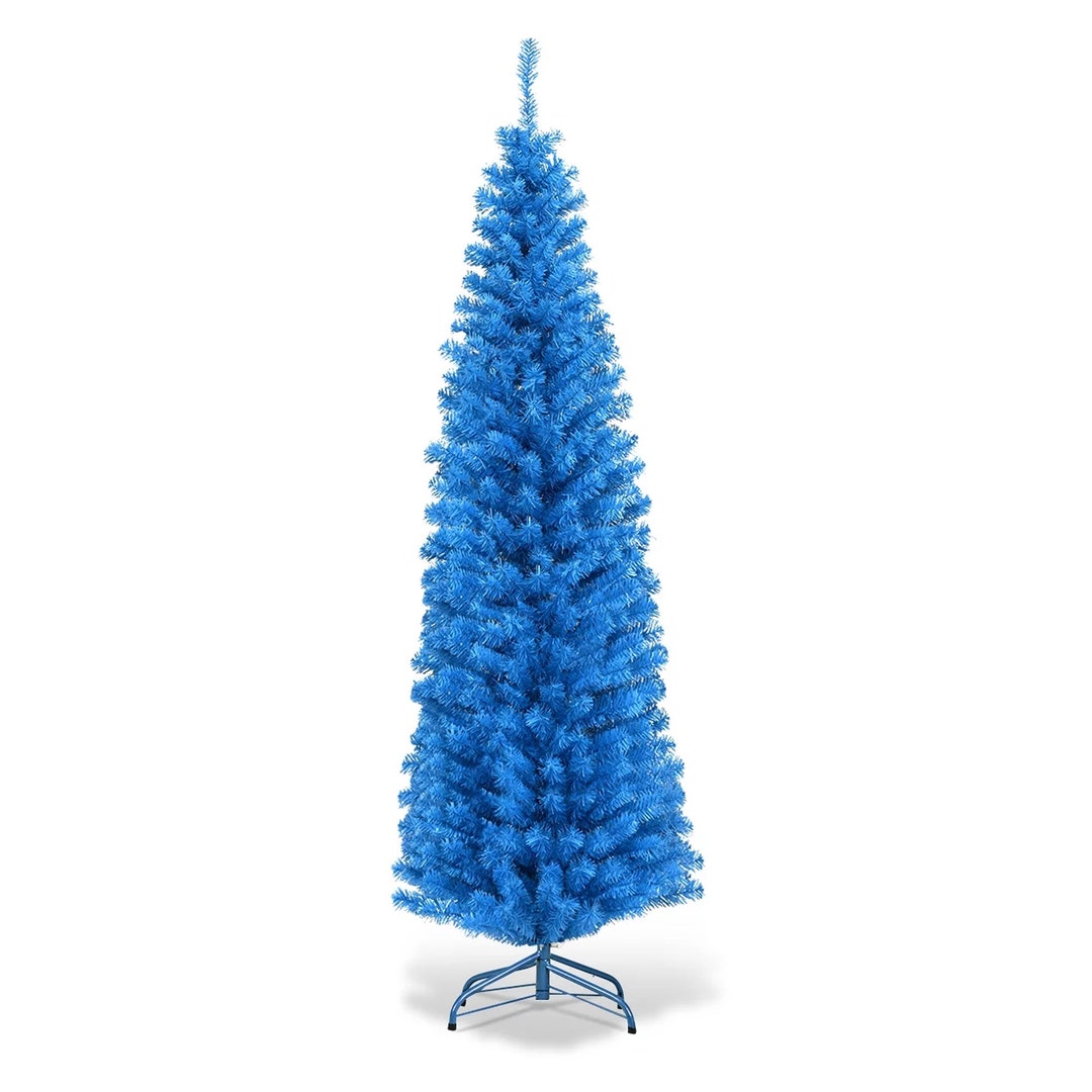 Christmas Tree6ft Unlit Pencil Slim Tree Metal/blue Etsy