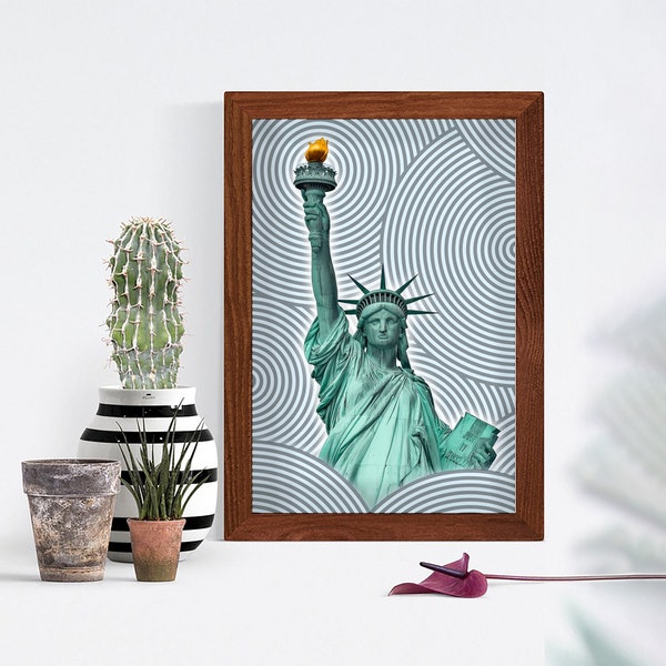 American monuments newyork statue of liberty united states art poster, tatue of liberty, lady liberty, nyc skyline, hope and inspiration