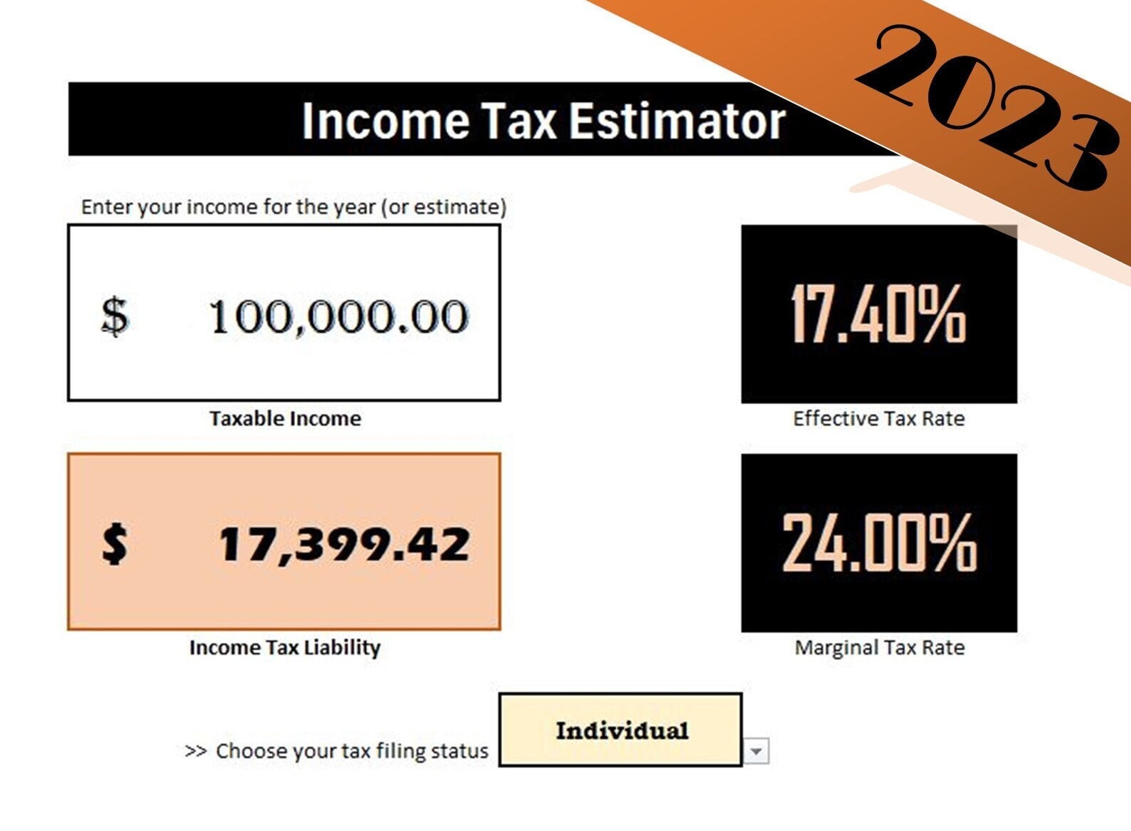Income tax estimator deals