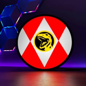 MMPR LED Light Box - Iconic Power Rangers Design | sits on desk or wall mount