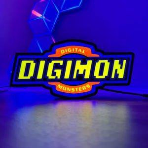 Monster Light Box - 3D Printed Digital Monsters LED Sign - Anime Room Decor - Custom Gaming Light