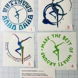 Dave Matthews Band 6 pack of parody stickers -  many colors available