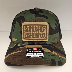 Green Camo-SunWhip Fishing Co. Hat-Rubber Logo