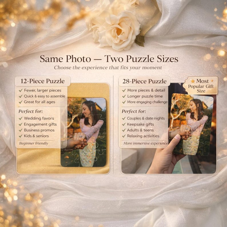 Custom Photo Puzzle, Personalized Picture Puzzle, Create Your Own Puzzle, 12 or 28 Piece, Wedding Favor, Party Favor, Kids & Business Gift image 2