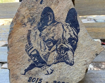 PERSONALIZED RIVER ROCK or stone - Real photo Large size. Stone lasered with your photo. Loved one, Pet memorial, address and names.