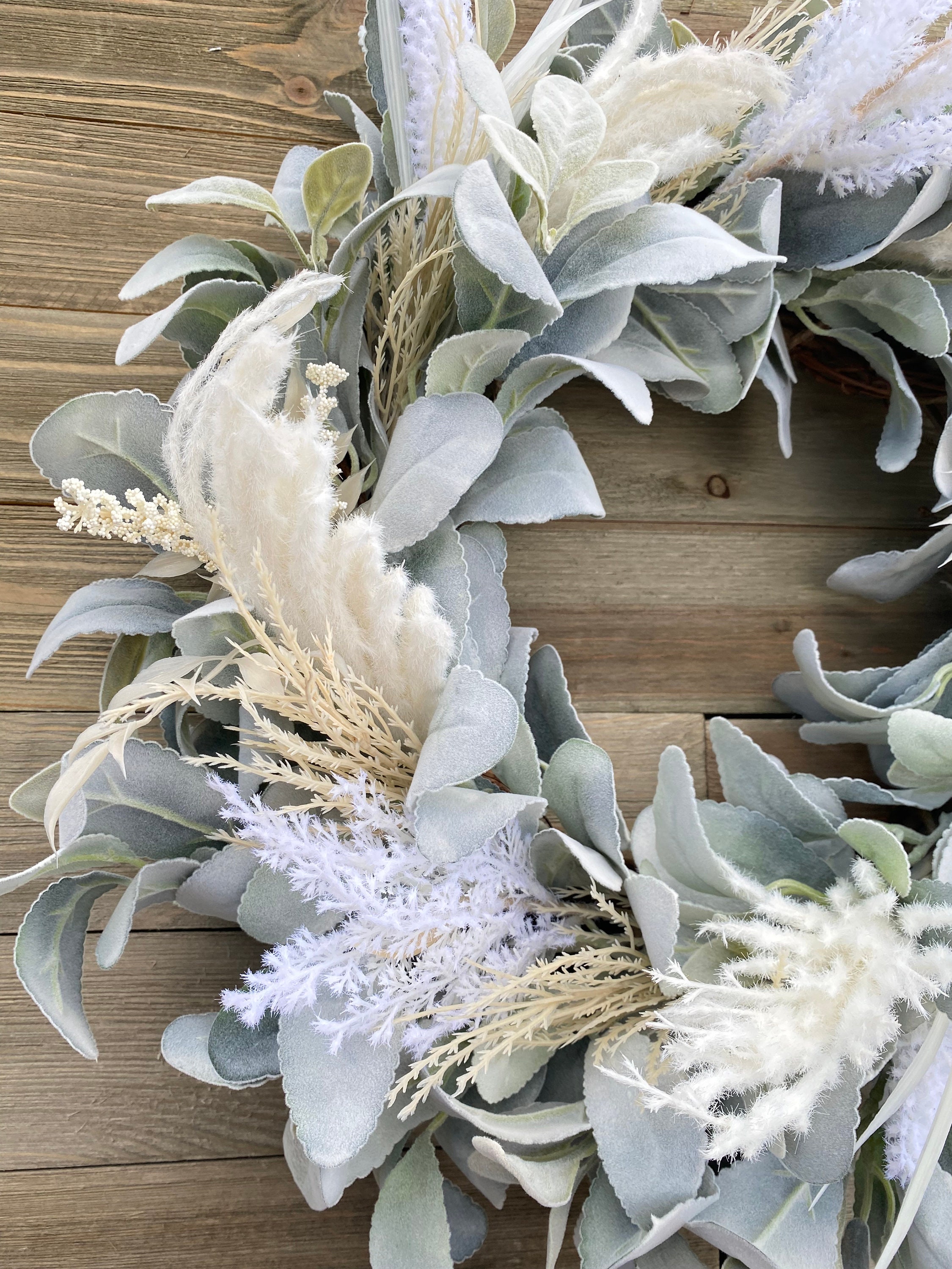 Lambs Ear Wreath Boho Style Lambs Ear Wreath, Fall Lambs Ear Wreathfaux ...