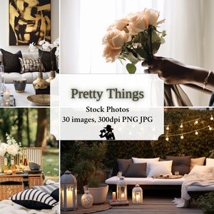 Stylized Lifestyle Stock Photos, Pretty Things, Sophisticated Black and Gold, 30 images 300dpi PNG JPG