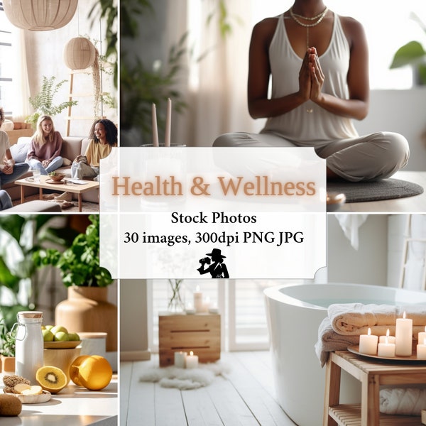 Stylized Lifestyle Stock Photos, Healthy Living in Natural tones, 30 images 300dpi PNG JPG