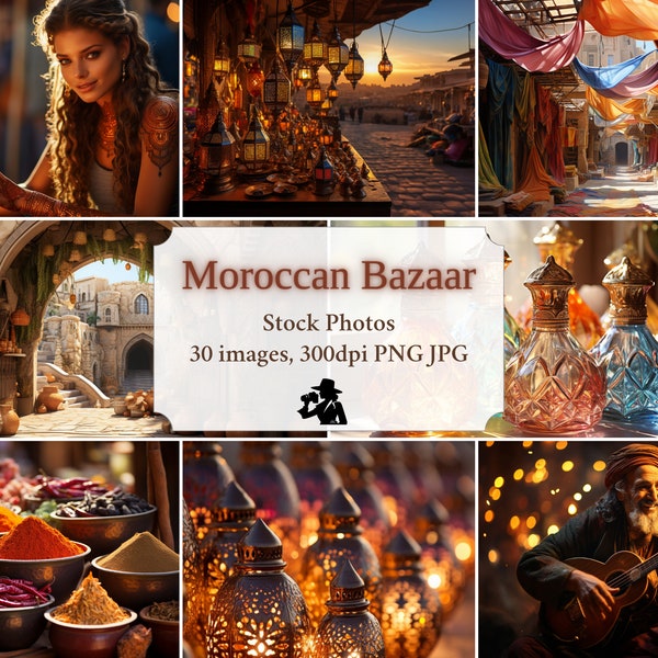 Travel Stock Photos, Moroccan Bazaar, 30 images, PNG JPG