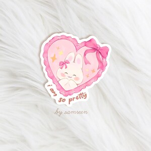 Samreen Sticker Pretty Bunny Vinyl Sticker - Coquette Die Cut Sticker - Pink Coquette ...