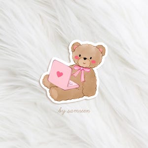 Samreen Sticker Coquette Teddy Vinyl Sticker - Teddy Bear Die Cut Sticker - Do Not ...