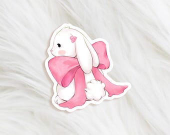 coquette bunny vinyl sticker - coquette sticker - bunny die cut sticker - pink cottagecore aesthetic sticker - waterproof die cut sticker