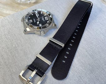 Premier Double-Pass Nylon Black Watch Strap – Soft Military-Style Nylon Band (20mm / 22mm)