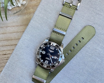 Premier Double-Pass Nylon Moss Green Watch Strap – Rugged Military-Style Band