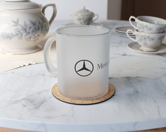 Tasse en verre givré avec logo Mercedes Benz