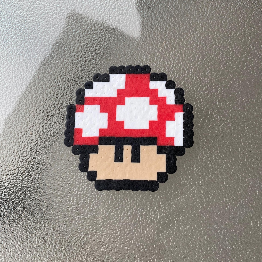 Mario Mushroom Perler Bead Iron Bead Knick Knack 2d Mushroom Head From